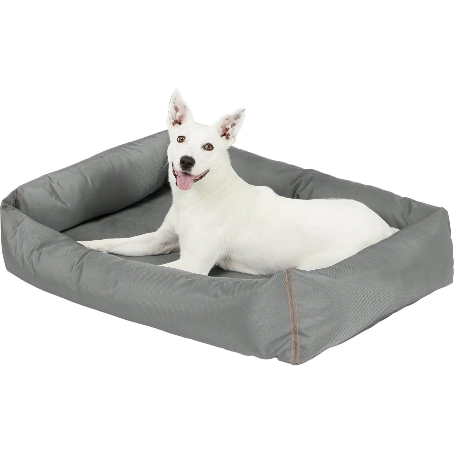 Frisco Rectangular Bolster Dog Bed W/Removable Cover, Dark Gray 4 Frisco Rectangular Bolster Dog Bed W/Removable Cover, Dark Gray - Image 4