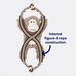 Frisco Monkey Plush With Rope Squeaky Dog Toy -Pet Dog Supplies Store 147067 PT2. AC SS1800 V1678723896