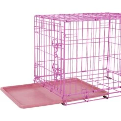 Frisco Fold & Carry Single Door Collapsible Wire Dog Crate, Pink -Pet Dog Supplies Store 160806 PT3. AC SS1800 V1561066324