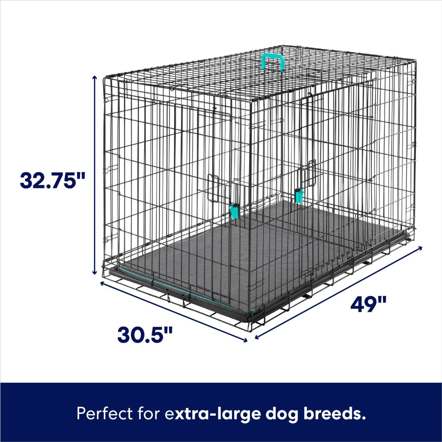 Frisco Heavy Duty Enhanced Lock Double Door Fold & Carry Wire Dog Crate & Mat Kit 2 Frisco Heavy Duty Enhanced Lock Double Door Fold & Carry Wire Dog Crate & Mat Kit - Image 2