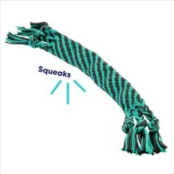Frisco Flat Teal & Gray Braided Rope Squeaky Fetch Dog Toy -Pet Dog Supplies Store 242127 PT2. AC SS1800 V1695748438
