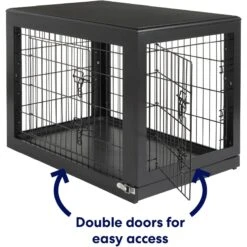 Frisco Double Door Furniture Style Dog Crate, Black -Pet Dog Supplies Store 253026 PT3. AC SS1800 V1615840384