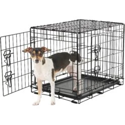 Frisco Fold & Carry Double Door Collapsible Wire Dog Crate & Frisco Gray Basket Weave Dog Crate Mat -Pet Dog Supplies Store 255477 PT2. AC SS1800 V1604096794