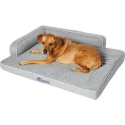 Frisco Faux Linen Corner Personalized Bolster Dog Bed W/Removable Cover, Harbour Blue, XL -Pet Dog Supplies Store 262161 PT2. AC SS1800 V1615568485