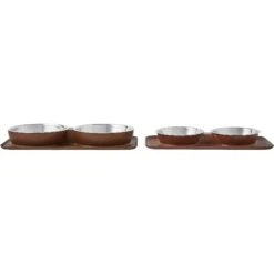Frisco Silicone Stainless Steel Double Diner Dog & Cat Bowl, Brown -Pet Dog Supplies Store 277551 PT5. AC SS1800 V1627936139