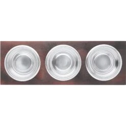 Frisco Multi Pet Feeding 3-Bowls Wood Stainless Steel Dog & Cat Bowl, Dark Wooden -Pet Dog Supplies Store 277571 PT4. AC SS1800 V1627935311