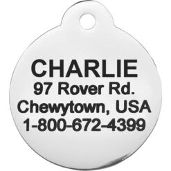 Frisco Chewy Stainless Steel Personalized Dog & Cat ID Tag With Enamel Infill, Round -Pet Dog Supplies Store 281947 PT4. AC SS1800 V1622726244