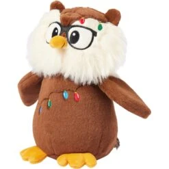 Frisco Holiday Festive Owl Plush Squeaky Dog Toy