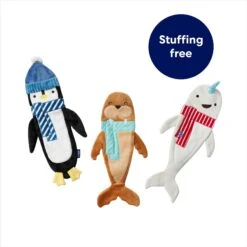 Frisco Holiday Arctic Friends Stuffing-Free Skinny Plush Squeaky Dog Toy -Pet Dog Supplies Store 739878 PT2. AC SS1800 V1694813220