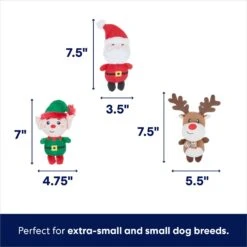 Frisco Holiday Santa's Helpers Plush Squeaky Dog Toy, 3 Count & Frisco Holiday Lights Plush With Rope Squeaky Dog Toy -Pet Dog Supplies Store 986206 PT2. AC SS1800 V1698258116